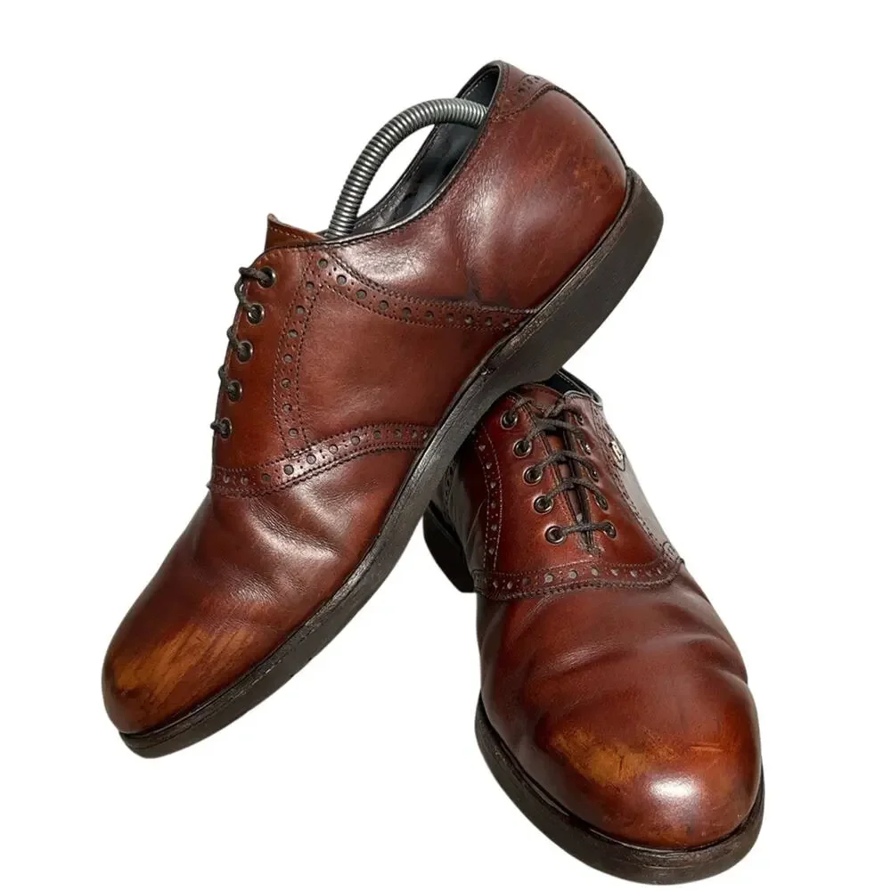 Footjoy Men's 10D Classic Dry Golf Shoes Style 55728 Made In USA Brown VIBRAM